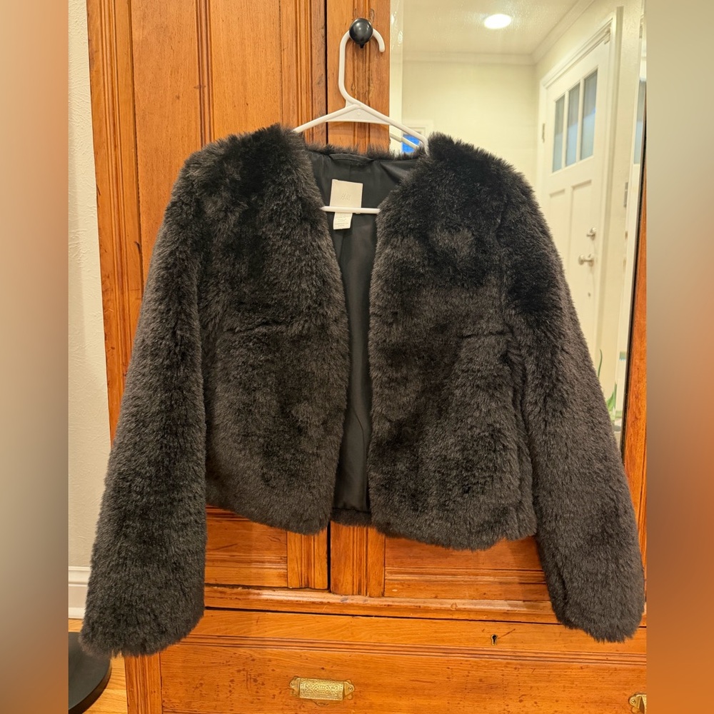 H&M Dark Charcoal Teddy Jacket